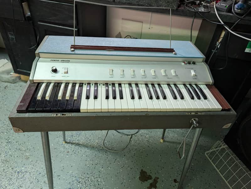 Porto combo suitcase Organ Italy Ideal CEI Noble vintage synth Farfisa/Starmaster-adjacent needs work Italian 1960’s blue grey tolex image 1