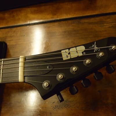 ESP Custom Shop EX In Flames Jesper Stromblad Signature Reverse Headstock MX Black Guitar image 6