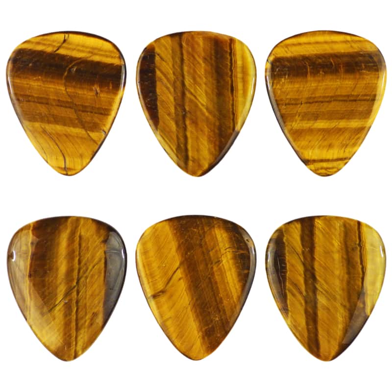 Yellow Tiger's Eye Stone Guitar Or Bass Pick - Specialty Handmade Gemstone Exotic Plectrum - 6 Pack New image 1