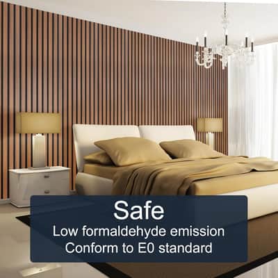 Wood Panels for Wall, 4-Piece 96" x 12.6" Soundproof Wood Slat Wall Panel for Interior Wall Decor Noise Cancelling, Acoustic Wall Panels, Sound Absorbing Panel image 3