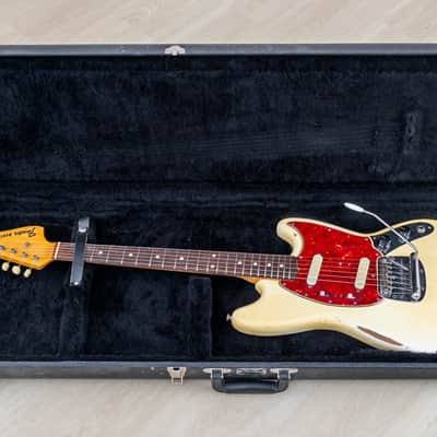 1965 Fender Mustang Vintage Offset Guitar Olympic White w/ Case image 23