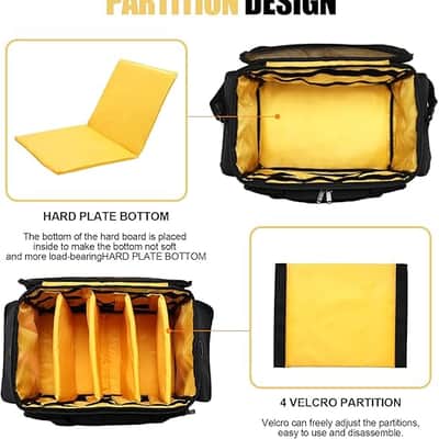 DJ Equipment Gig Bag Cable File Organizer Bag with Detachable Dividers and Padded Bottom,Travel Music Bag for Professional DJ Gear,Sound Equipment, Musical Instrument and Accessories image 2