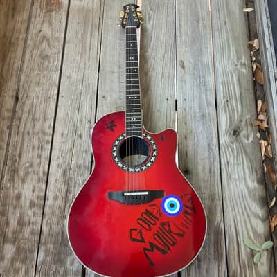 RESD Ovation Legend - Red Cherry USA Made Acoustic Electric Guitar Bowl back image 3