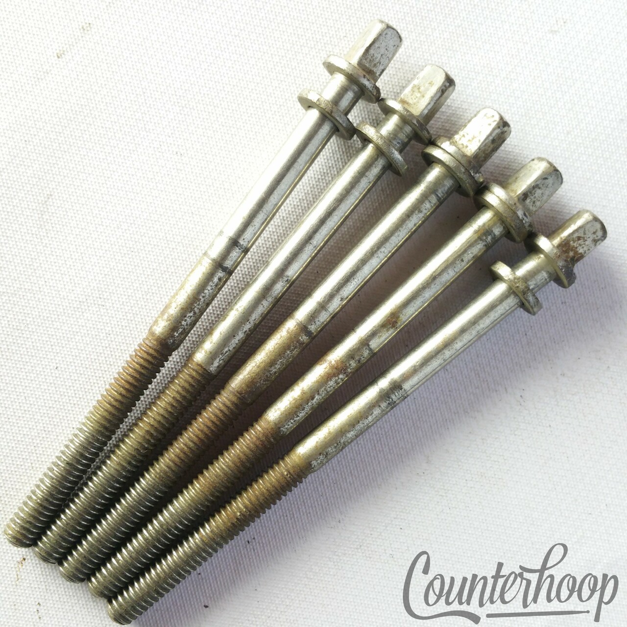 Ludwig/Leedy 5x 3 3/8"Tension T-Rods Nickel Snare/Tom Drum Vintage 40s-50s USA — main photograph