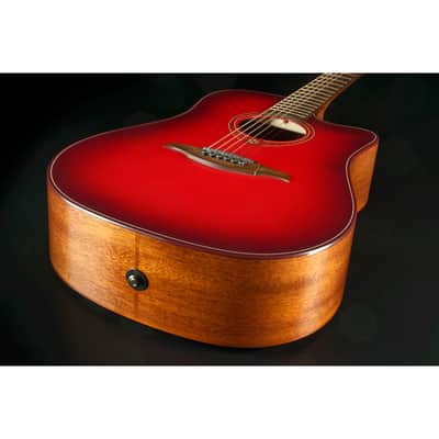 Lag T-RED-DCE Tramontane Limited Edition Dreadnought Cutaway Solid Red Cedar Top Mahogany Neck 6-String Electric-Acoustic Guitar image 5
