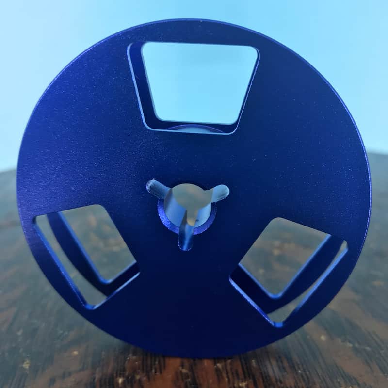 Burlington Recording 1/4" x 2.5" Heavy Duty BLUE Trident Metal Reel in Blue Box -3 Windage Holes image 1