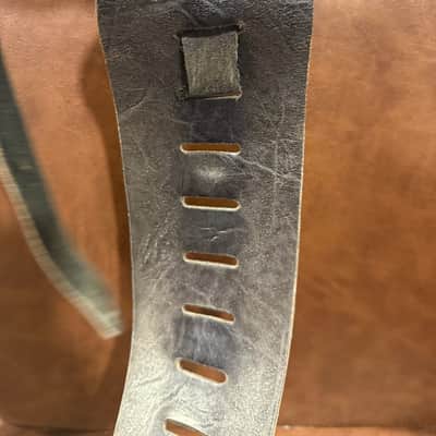 Guitar Center Vintage Leather Guitar Bass Strap -3.25" wide Black / Grey - Suede back- fixed ends image 5