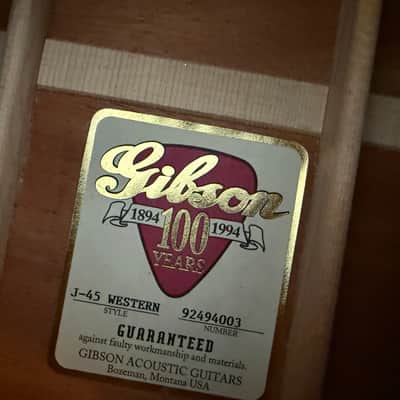 1994 Gibson J-45 Western - 100 year anniversary image 9