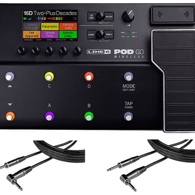 Line 6 POD Go Wireless + 2x Gator 20' RA Instrument Cable image 1