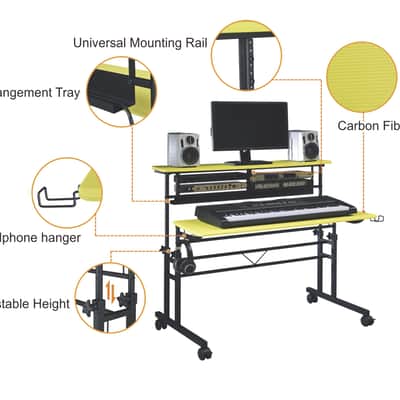 Musiea BE100 Series Sit and Stand Recording Music Studio Desk Workstation with 2x3U rack image 2