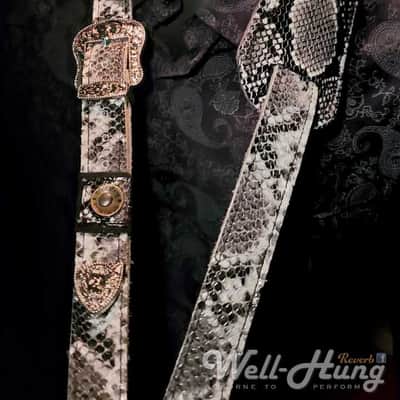 Well-Hung "Snake Charmer" 3" Leather padded floater strap, Graphite Python Extra Long image 2