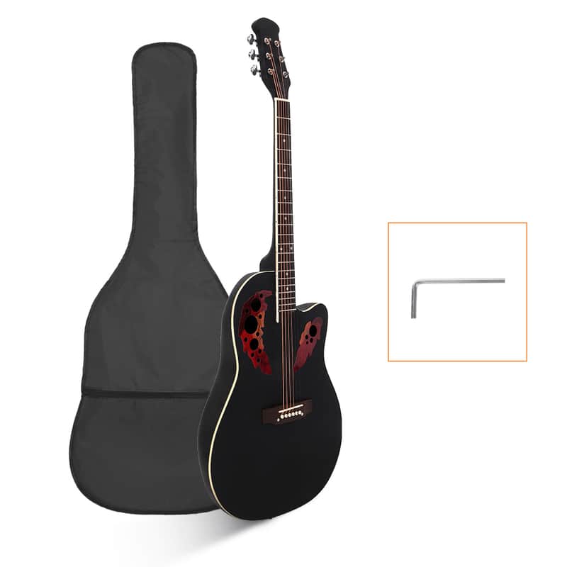 41 inch Cutawary Round Back Acoustic Guitar Spruce Top Grape Hole 2020s - Black image 1