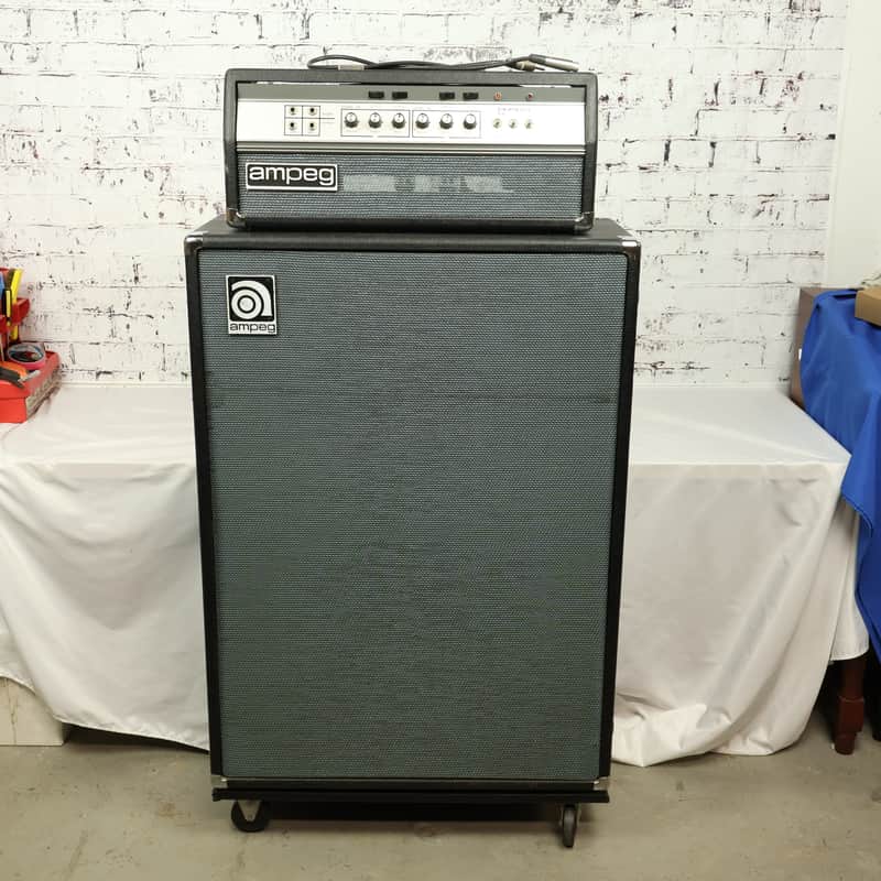 1973 Ampeg B25B Electric Bass Guitar Tube Amplifier Stack 2x15" Speaker Cab image 1