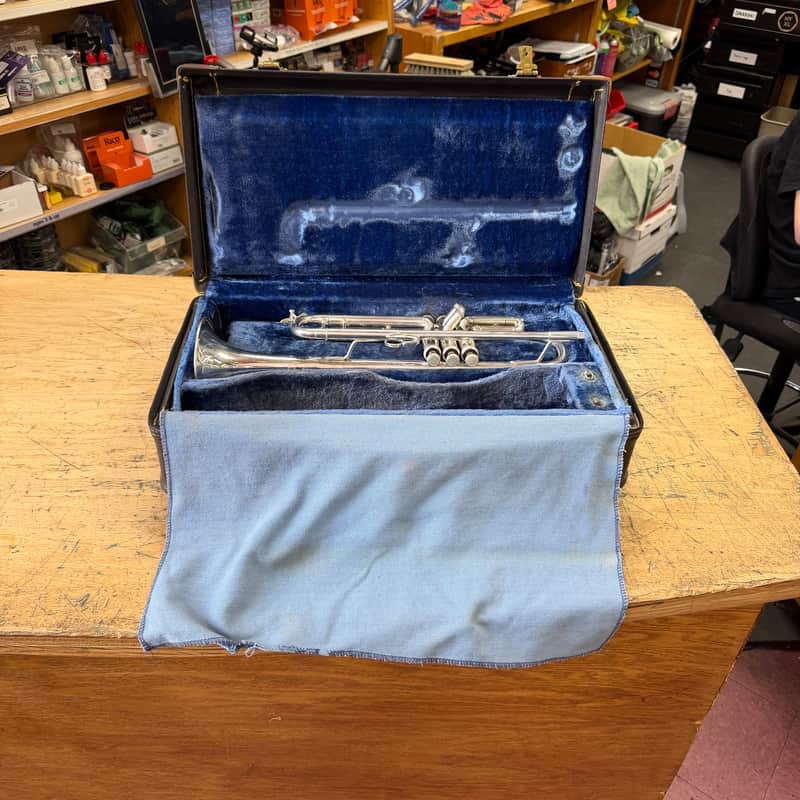 Vintage Bach Stradivarius Model 37 Silver Bb Trumpet with Original Case Just Serviced Late 1970's image 1