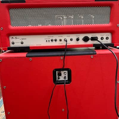 Splawn Pro Stock 100 "Marshall Super Lead" Style 100-watt Amp w/ 4x12 Matching Cab - Red image 7
