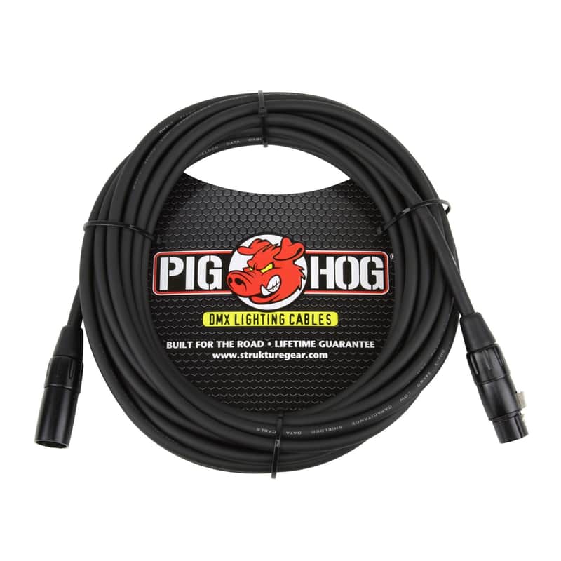 Pig Hog PHDMX25 3-Pin DMX Lighting Cable (Black, 25-Feet) image 1