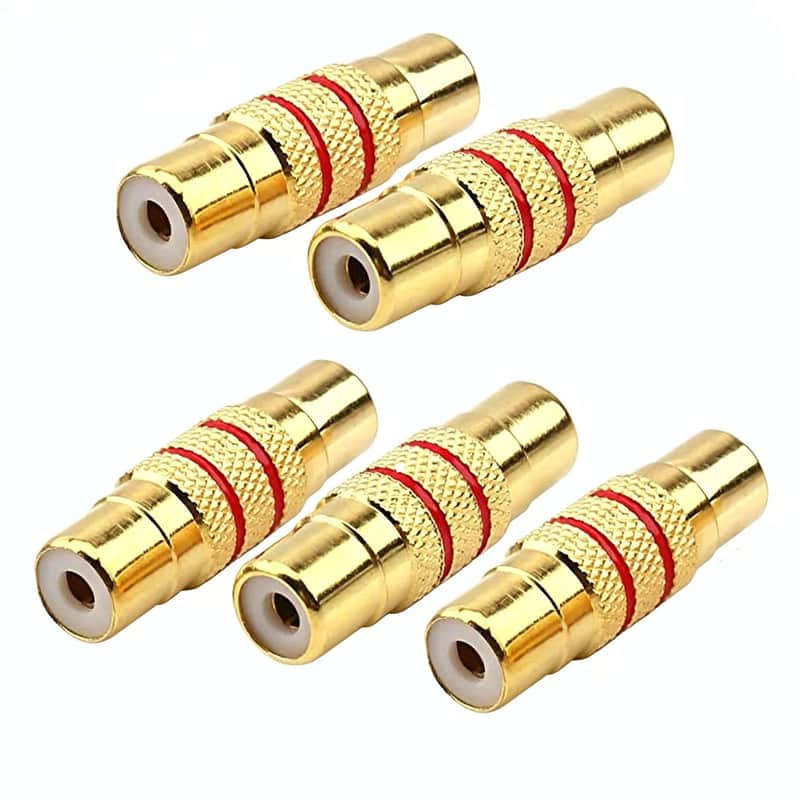 5Pcs RCA Female to Female Coupler Adapter Gold Plated Audio Video Connector image 1