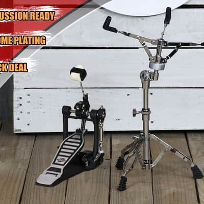 Single Kick Bass Drum Pedal & Snare Drum Stand Package (2-Piece Kit) by Griffin |Deluxe Double-Chain Foot Percussion Kit with 4-Sided Beater & Adjustable Power Cam System for Intense Play image 12