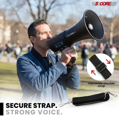 5 Core Megaphone 50W Bluetooth Rechargeable Bullhorn 1100 Yards Loud Siren for Soccer Baseball Coach image 8