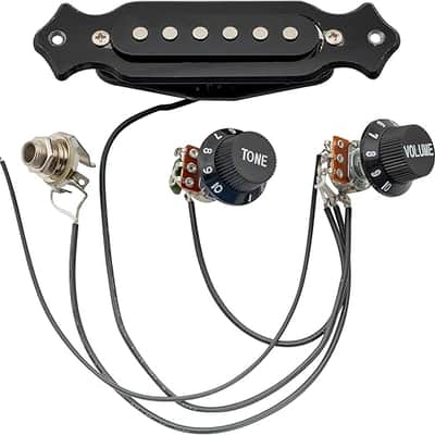 Pre-wired 6-String Single Coil Electric Cigar Box Guitar Soundhole Pickup Harness with Volume & Tone knobs Pots image 2