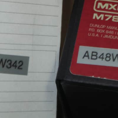 very lightly handled / mostly very clean MXR EMPTY BOX for M78 Custom Badass '78 Distortion (NO pedal) +original Instructions, original Warranty / Registration (2010s-2020s) BOX: black cardboard with silver color MRX logo / LABELS: red & black image 5