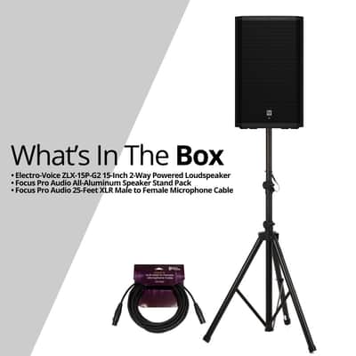 Electro-Voice ZLX-15P-G2 15-Inch 2-Way Powered Loudspeaker with Bluetooth Bundle with Focus Pro Audio All-Aluminum Speaker Stand Pack and Focus Pro Audio XLR Male to Female Microphone Cable (3 Items) image 6