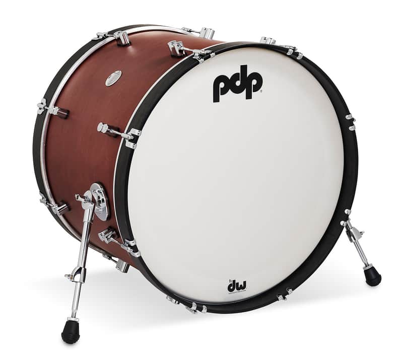 PDP Concept Classic 16x22 Ox Blood Stain Kick Drum with Ebony Stain Hoops image 1