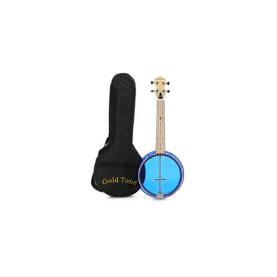 Gold Tone Little Gem See-through Banjo Ukulele (Sapphire) with Gig Bag Nylon Strings Maple Neck and Fingerboard image 1