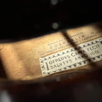 Faux Flamed Full Size Violin or fiddle c. 1900 reparied by Gosparlin of Glendale CA image 15