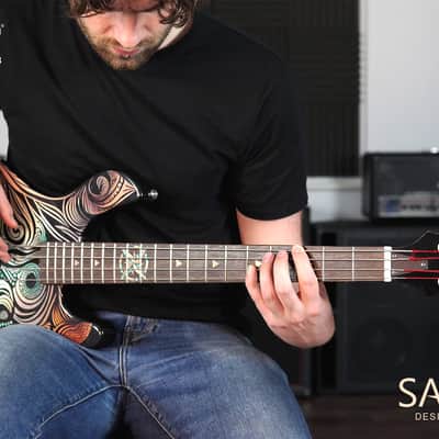 Lindo Sahara Electric Bass Guitar (30" Short Scale) | Nautical Star 12th Fret Inlay - Graphic Art Finish | 20th Anniversary Special Edition image 7