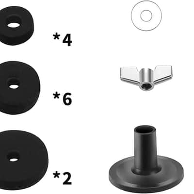 21 Pcs Cymbals Replacement Accessories Cymbal Stand Felts Hi-Hat Clutch Felt Cup with Sleeves, Base Wing Nuts and Washers for Drum Set Black image 2