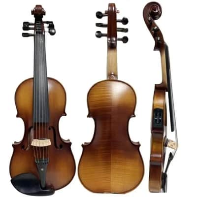 SONG 6 string brown 4/4 electric violin,Full size Acoustic 6 string brown 4/4 electric violin + full size Acoustic Violin, Good sound image 1