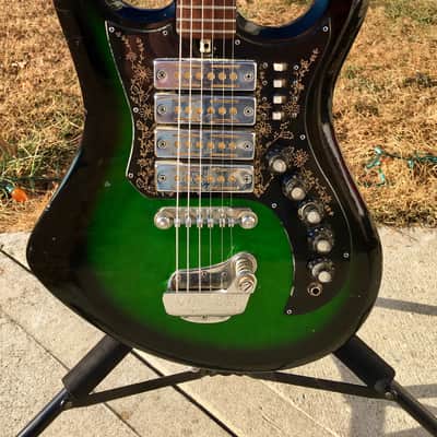 Vintage Teisco Kimberly Apollo Green Burst 4 Pickup Version image 2