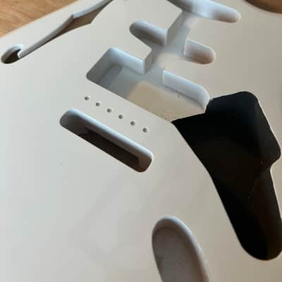 Thinline Semi-Hollow Strat Body HSS with F Hole - Gloss White image 4