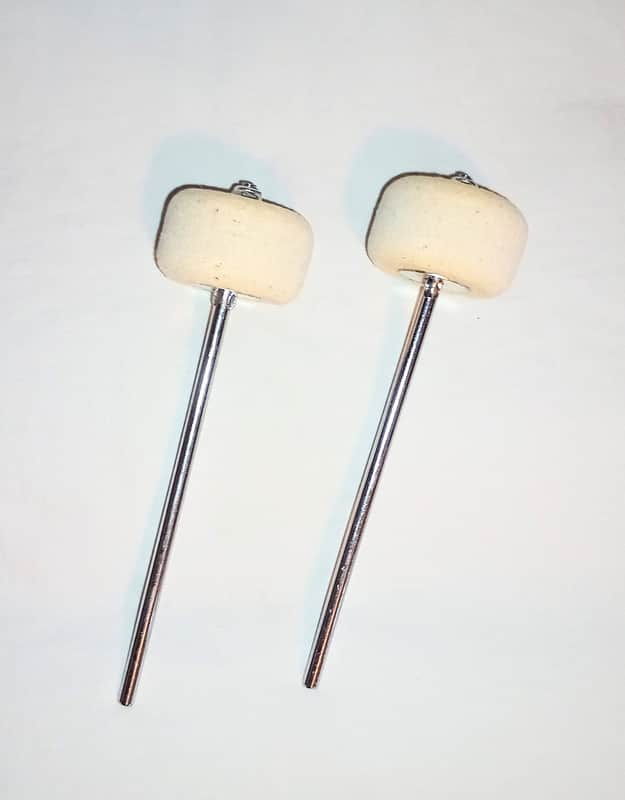 UNMARKED VINTAGE STYLE FELT ENDED BASS DRUM BEATERS PAIR (2)-FREE SHIP TO C-USA! image 1