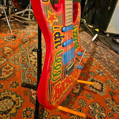 1980s Rockster Super Strat Red Graffiti Factory Graphics MIK image 6
