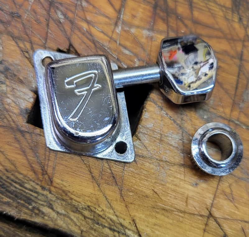 Vintage Fender 6 in a line Split Shaft F Tuner Strat Tele Electric Guitar Luthier Parts - Chrome image 1