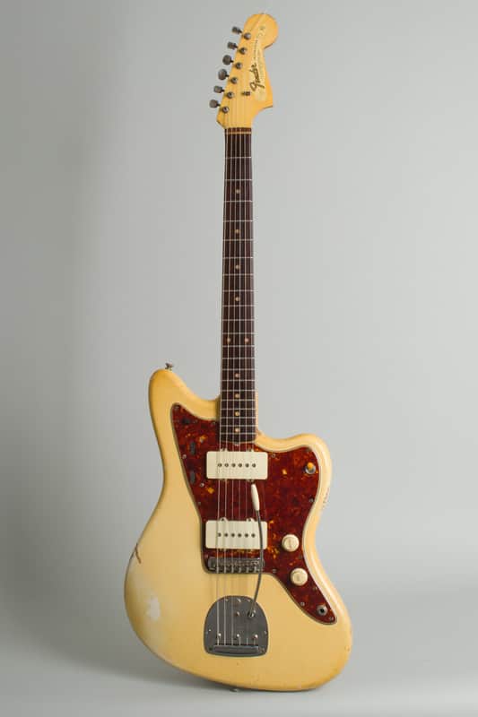 Fender Jazzmaster Solid Body Electric Guitar (1960), ser. #58205, original white Tolex hard shell case. image 1