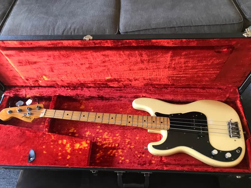 Fender Precision Bass Lefty 1975 Yellow/White image 1