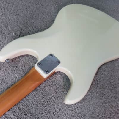 Vintage 1960s Lyle Guitar Aria Teisco Strat Offset Unique Alpine White Faded Rare Shape image 10