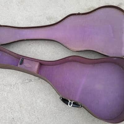 Vintage 1940's or 1950's National Dobro Guitar Case - Brown / Purple - Leather Handle image 2