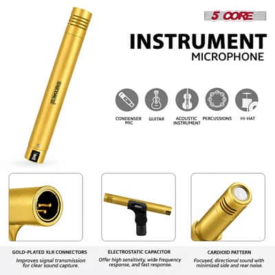 5 Core Conga Mic Snare Tom Microphone Drum Kit Condenser XLR Instrument Mics - Gold image 6