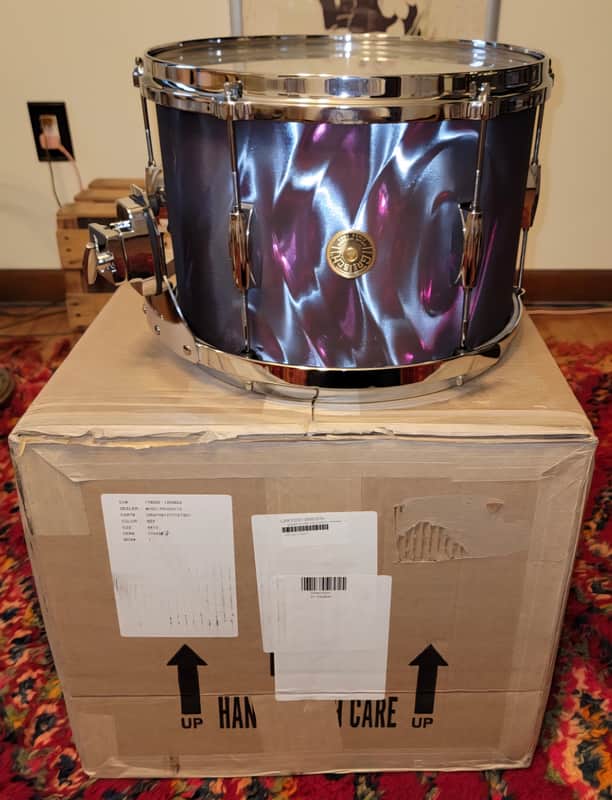 Gretsch 9"x13" Tom Drum w/Mount USA Custom Heritage Lugs - Black Satin Flame Nitron Wrap *EXCELLENT* 2024 image 1