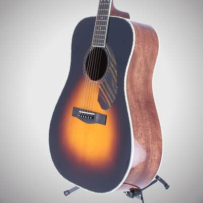 Fender Certified Pre-Owned PD-220E Dreadnought, Ovangkol Fingerboard, 3-Color Vintage Sunburst (Q11) (05718) image 3