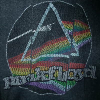pink floyd official dark side of the moon xl multi color logo woman tee - syd barrett madcap money sleep space rock image 2