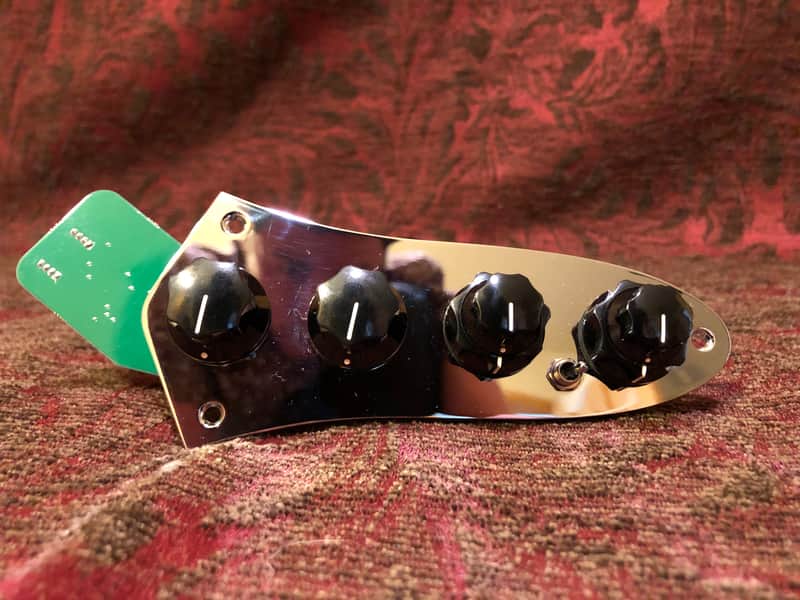 Fender American Elite Jazz Bass Preamp PCB w/ control plate knobs and leads image 1