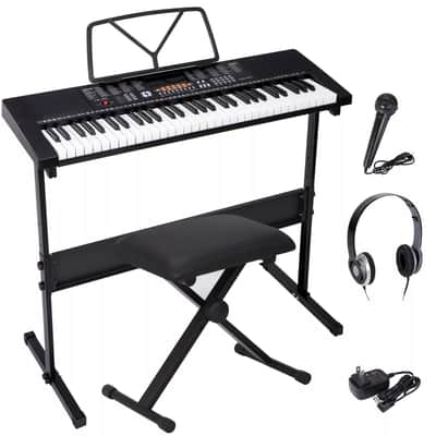 Keyboard Piano 61 Key Electronic W/Adjustable Stand Stool Headphones Microphone image 1