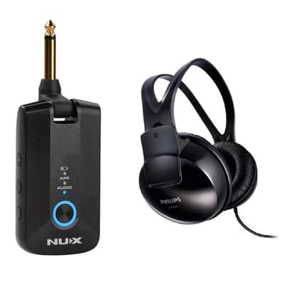 NUX MP-3 Mighty Plug Pro Silent Practice Guitar/Bass Modeling Headphone Amp & Philips Over-Ear Headphones Bundle image 1