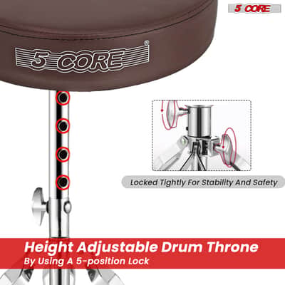 5 Core Drum Throne 3" Padded Drum Seat Height Adjustable Drumming Chair for Practice and Performance image 6