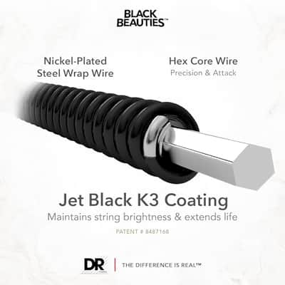 DR Strings BLACK BEAUTIES™ - BLACK Colored Electric Guitar Strings: 7-String Light 9-52 image 5